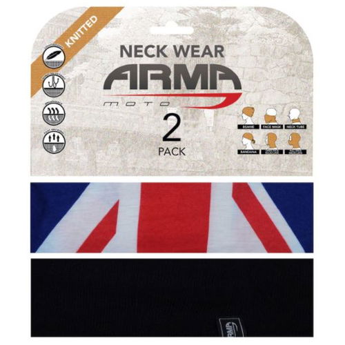 ARMR Seamless Neck Tube 2 Pack Union Jack Black