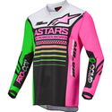 Racer Compass Kids Jersey Black Green Pink Fluo