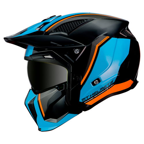 MT Streetfighter Twin Helmet Black Blue Orange Size: S