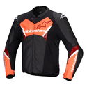Faster V3 Leather Jacket Black Red Fluo