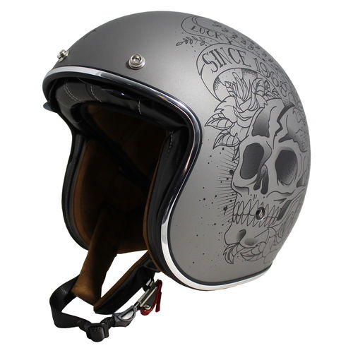 MT Le Mans 2 Skull & Roses Helmet Matt Grey Black Size: S