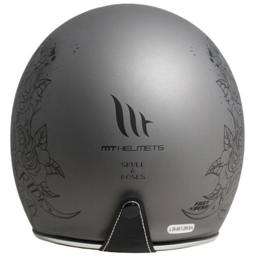 MT Le Mans 2 Skull & Roses Helmet Matt Grey Black Size: S