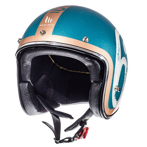 MT Le Mans 2 Hipster Helmet Green Orange White Size: S