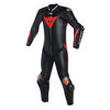 Dainese Tuta Mugello R D-Air Mens Black Black Red Fluo Leather Motorcycle Suit Front                                                                                                                                                                           