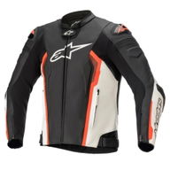 Missile V2 Leather Jacket Black White Red Fluo