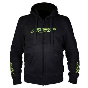 RST Urban Zip Mens Textile Hoodie Black Fluo Yellow