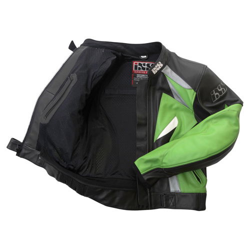 IXS Corvair Black Green Leather Motorcycle Jacket Inside                                                                                                                                                                                                       