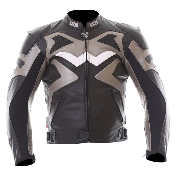 IXS Vertigo Black Anthracite Leather Motorcycle Jacket Front                                                                                                                                                                                                   