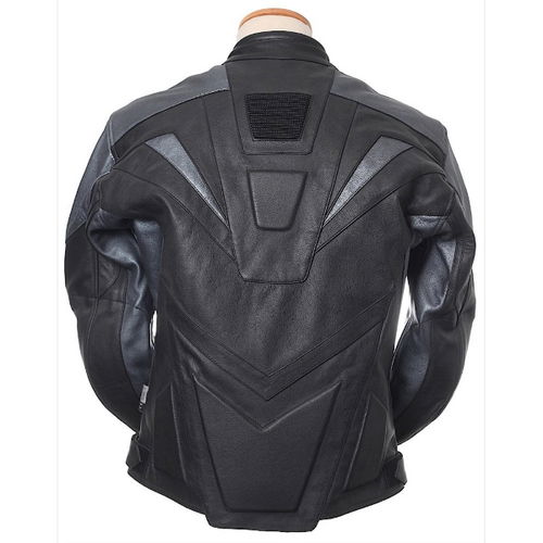 IXS Trigon Black Gun Leather Motorcycle Jacket Back                                                                                                                                                                                                            