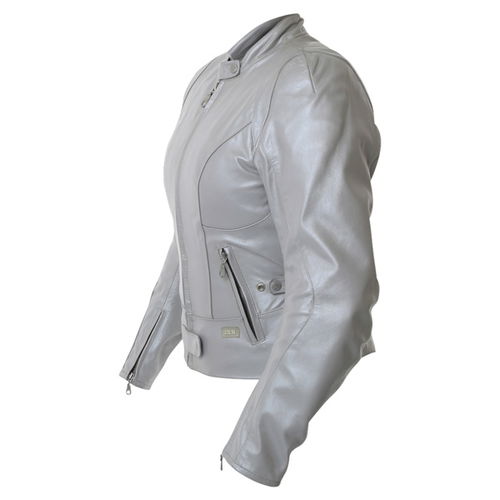 IXS Sally Ladies Silver Leather Motorcycle Jacket Side                                                                                                                                                                                                         