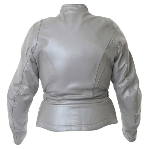 IXS Sally Ladies Silver Leather Motorcycle Jacket Back                                                                                                                                                                                                         