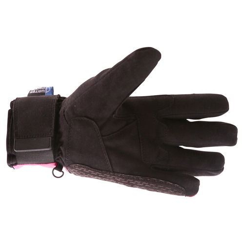 J&S Beverley Ladies Pink Black Motorcycle Gloves Palm                                                                                                                                                                                                          