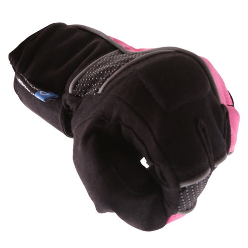 J&S Beverley Ladies Pink Black Motorcycle Gloves Knuckle                                                                                                                                                                                                       