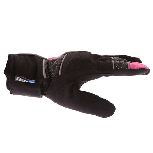 J&S Beverley Ladies Pink Black Motorcycle Gloves Thumb side                                                                                                                                                                                                    