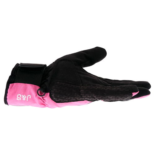 J&S Beverley Ladies Pink Black Motorcycle Gloves Little finger side                                                                                                                                                                                            