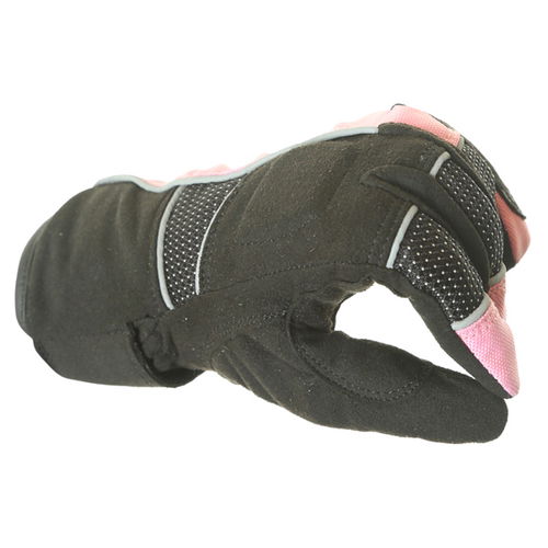 J&S Beverley Ladies Black Pink Motorcycle Gloves Knuckle                                                                                                                                                                                                       