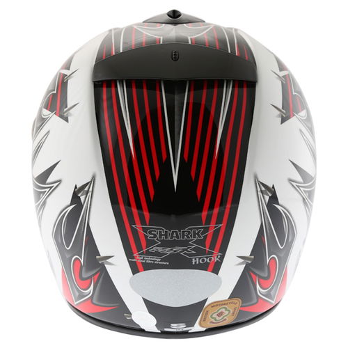 Shark Rsx Hook White Black Red Helmet Back                                                                                                                                                                                                                     