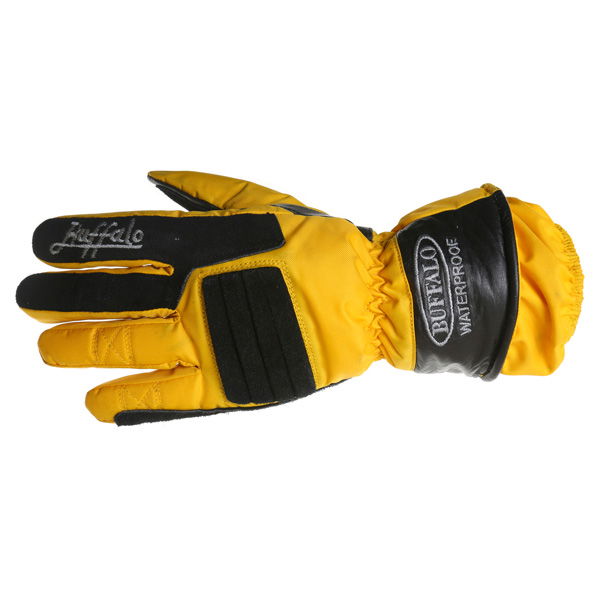 Buffalo Skoot Yellow Black Motorcycle Gloves Back                                                                                                                                                                                                              