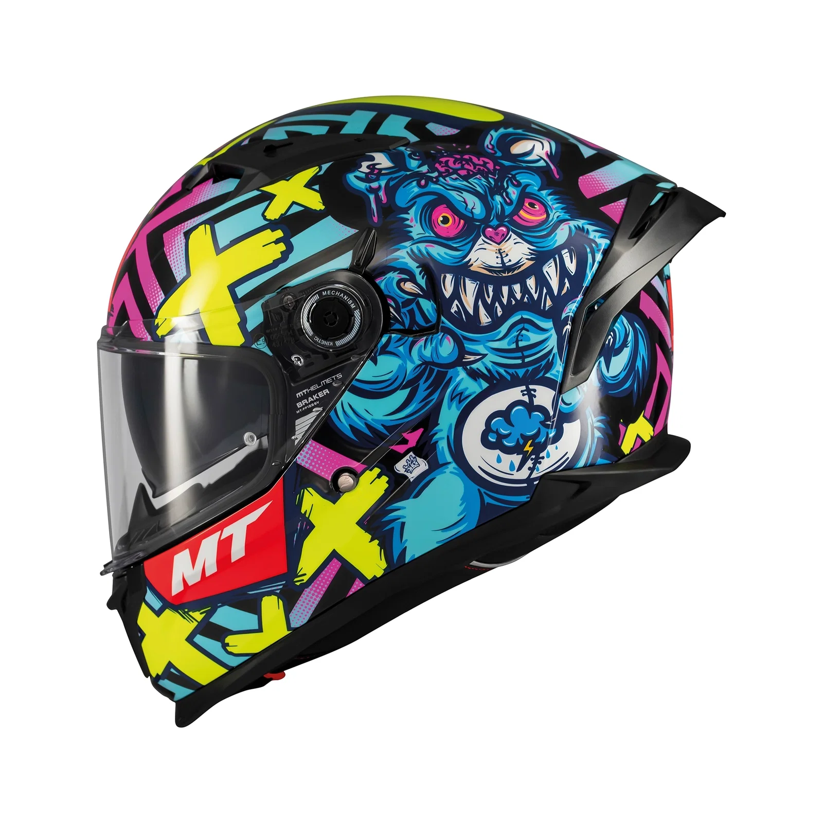 MT Braker Crazy Teddy Helmet - B7 Gloss Multi - FREE Delivery