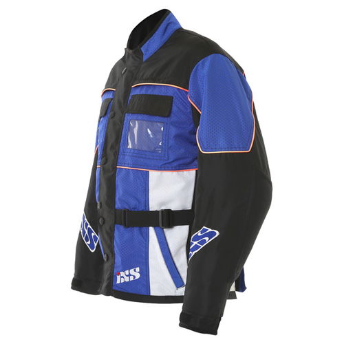 IXS 6 Days Mens Blue Black White Textile Motorcycle Jacket Side                                                                                                                                                                                                