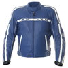 IXS Cornwall Blue Leather Motorcycle Jacket Front                                                                                                                                                                                                              