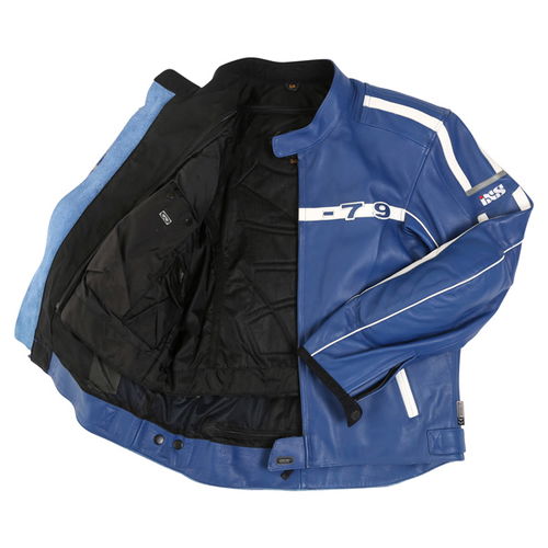 IXS Cornwall Blue Leather Motorcycle Jacket Inside                                                                                                                                                                                                             