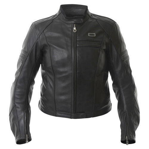 IXS Annie Black Ladies Leather Motorcycle Jacket Front                                                                                                                                                                                                         