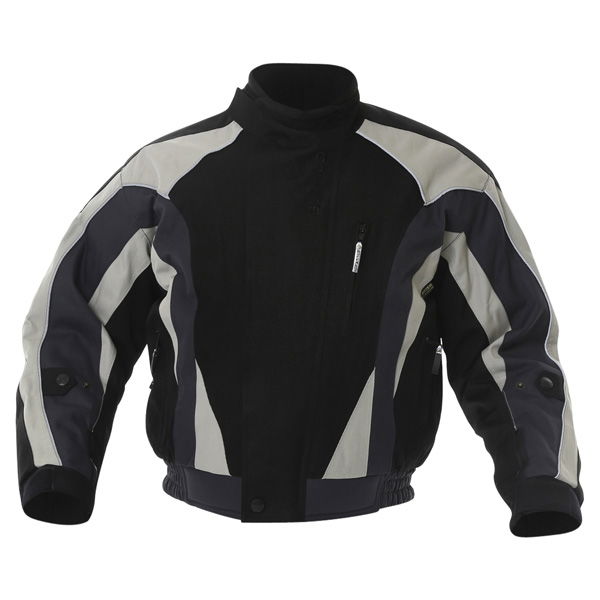 Buffalo Commando Mens Black Grey Textile Motorcycle Jacket Front                                                                                                                                                                                               