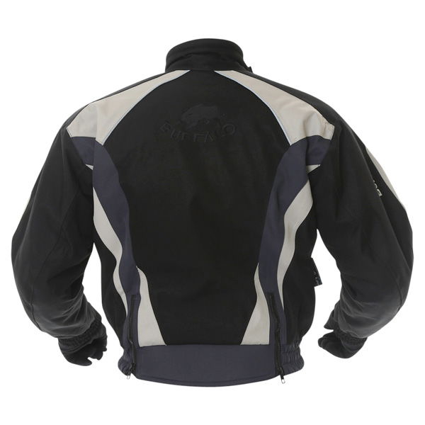 Buffalo Commando Mens Black Grey Textile Motorcycle Jacket Back                                                                                                                                                                                                