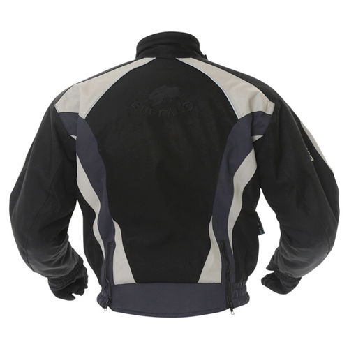 Buffalo Commando Mens Black Grey Textile Motorcycle Jacket Back                                                                                                                                                                                                