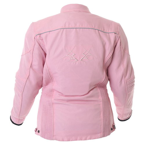 J&S Tracy 2640 Ladies Pink Textile Motorcycle Jacket Back                                                                                                                                                                                                      