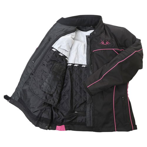 J&S Tracy 2640 Ladies Black Sharp Pink Textile Motorcycle Jacket Inside                                                                                                                                                                                        