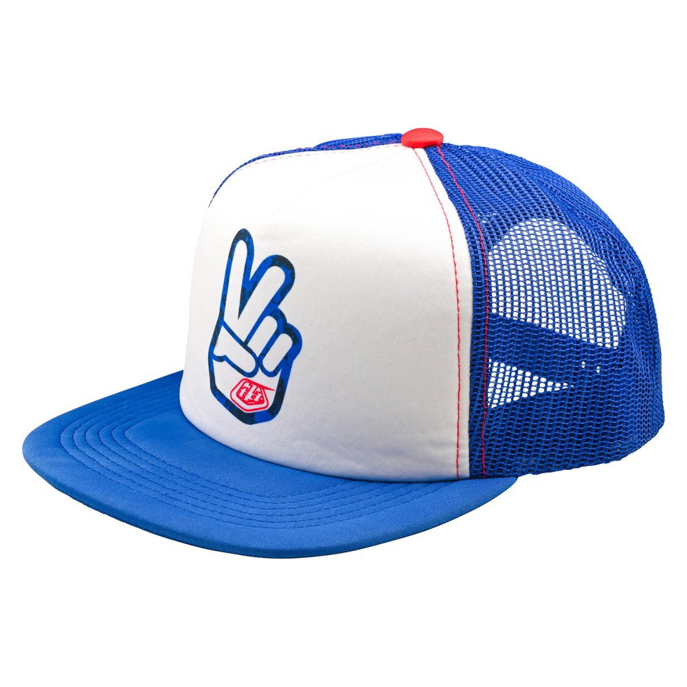 Troy Lee Designs Peace Out Trucker Snapback Cap - White/Blue