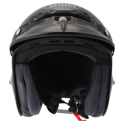 Shoei RJ Platinum-R Black Open Face Motorcycle Helmet Front                                                                                                                                                                                                    