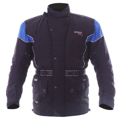 Uvex Sting Black Blue Textile Motorcycle Jacket Front                                                                                                                                                                                                          