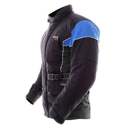 Uvex Sting Black Blue Textile Motorcycle Jacket Side                                                                                                                                                                                                           