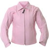 J&S Flame Ladies Pink Leather Motorcycle Jacket Front                                                                                                                                                                                                          