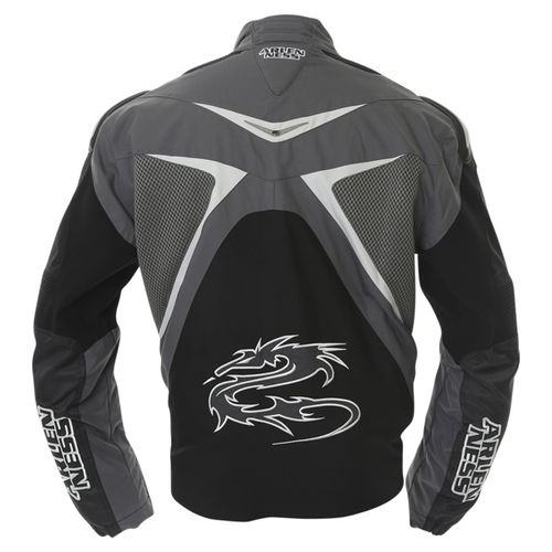 Arlen Ness NJ-5527 Mens Black Grey Textile Motorcycle Jacket Back                                                                                                                                                                                              