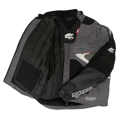 Arlen Ness NJ-5527 Mens Black Grey Textile Motorcycle Jacket Inside                                                                                                                                                                                            