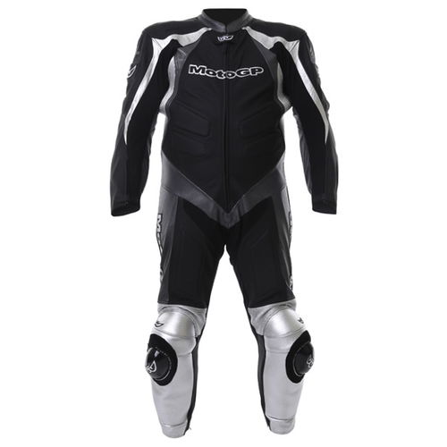 Berik Ls1-2964 Gp Mens Black Gray Leather Motorcycle Suit Front                                                                                                                                                                                                