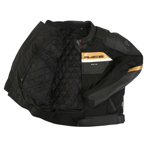 IXS Malibu Mens Black Gold White Textile Motorcycle Jacket Inside                                                                                                                                                                                              