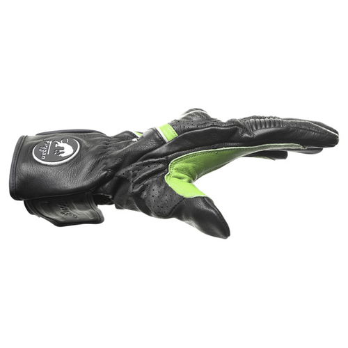 Furygan Must 3 Black Green Motorcycle Gloves Thumb side                                                                                                                                                                                                        
