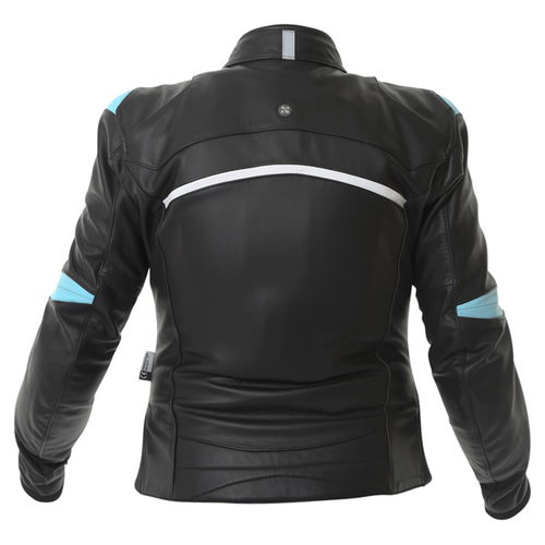 IXS Lucilla Black Blue White Ladies Leather Motorcycle Jacket Back                                                                                                                                                                                             