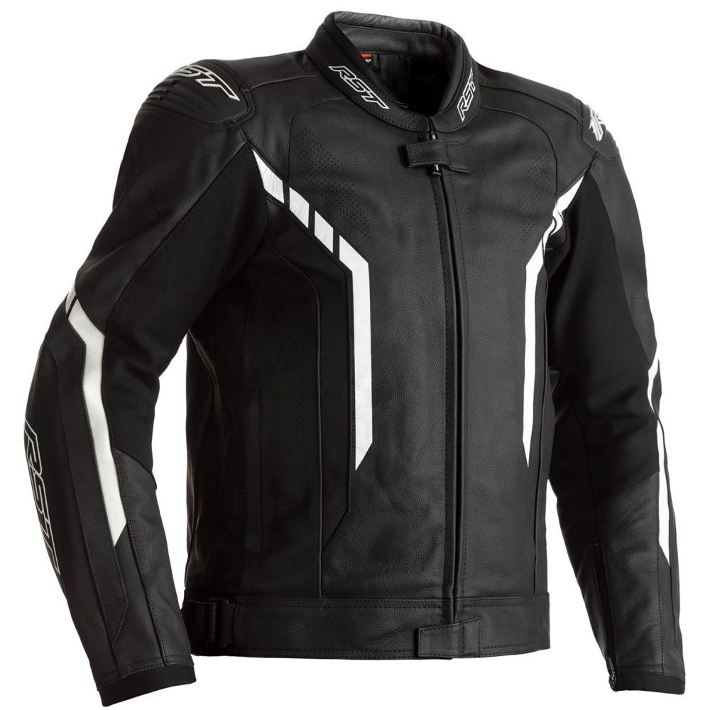 RST RST Axis CE Mens Leather Jacket Black Black White - Thumbnail 1