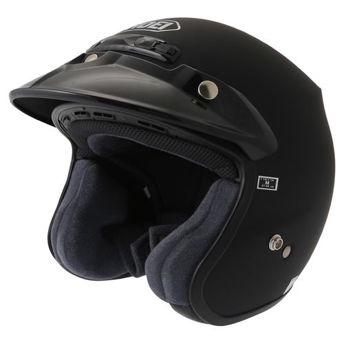 Shoei Rj Platinum-R Matt Black Open Face Motorcycle Helmet Front left                                                                                                                                                                                          