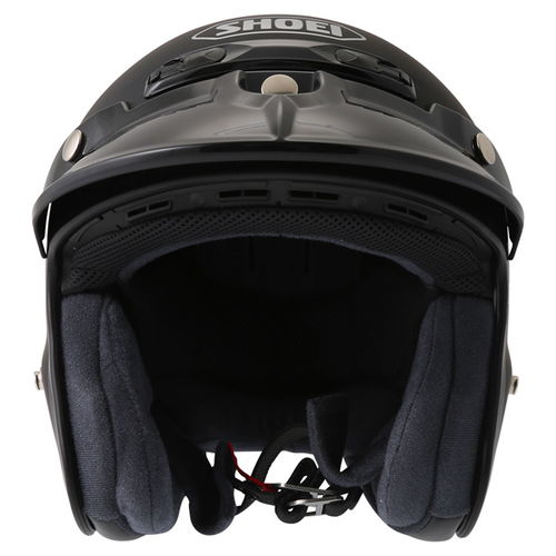 Shoei Rj Platinum-R Matt Black Open Face Motorcycle Helmet Front                                                                                                                                                                                               