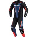 GP Force V2 1pc Leather Suit Black Blue Red Fluo