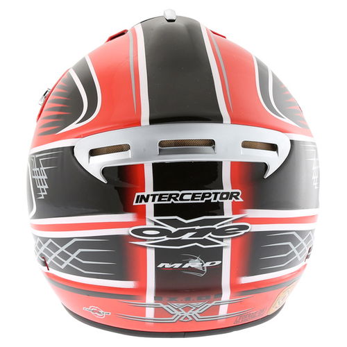 Xone Interceptor MX Red Silver Helmet Back                                                                                                                                                                                                                     