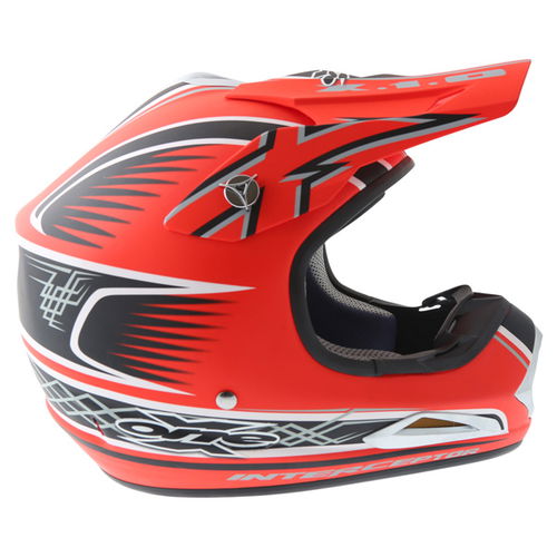 Xone Interceptor MX Matt Red Silver Helmet Back                                                                                                                                                                                                                