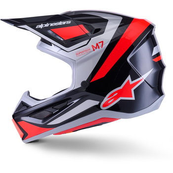 Alpinestars Alpinestars S-M7 Rise Helmet Black Silver Red Fluo Glossy